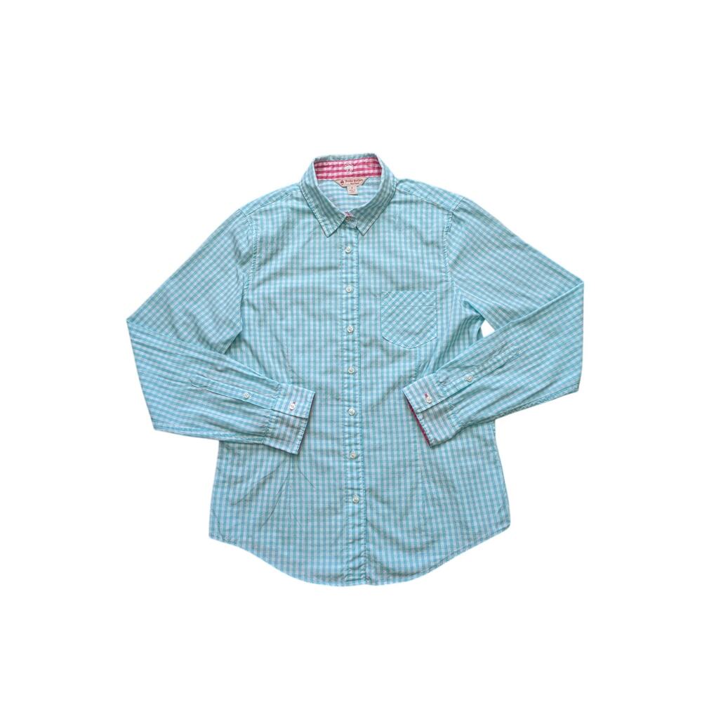 Brooks Brothers Red Fleece Gingham Button Down Shirt Womens Blue-Green Cotton
